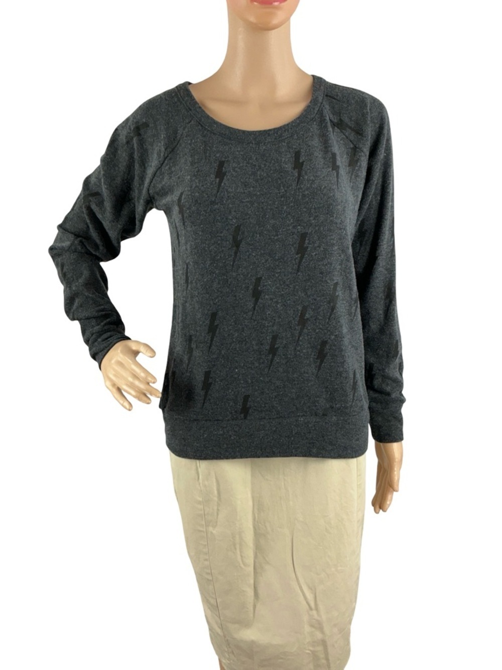 Chaser Lightning Bolt Cozy Pullover Sweatshirt Gray Size S